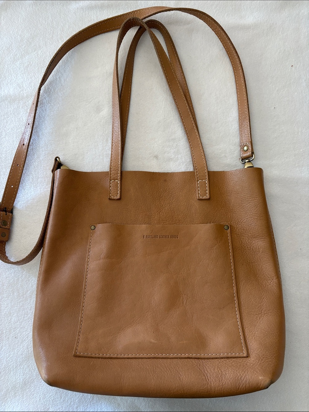 Portland Leather Full Size Crossbody Tote Almond